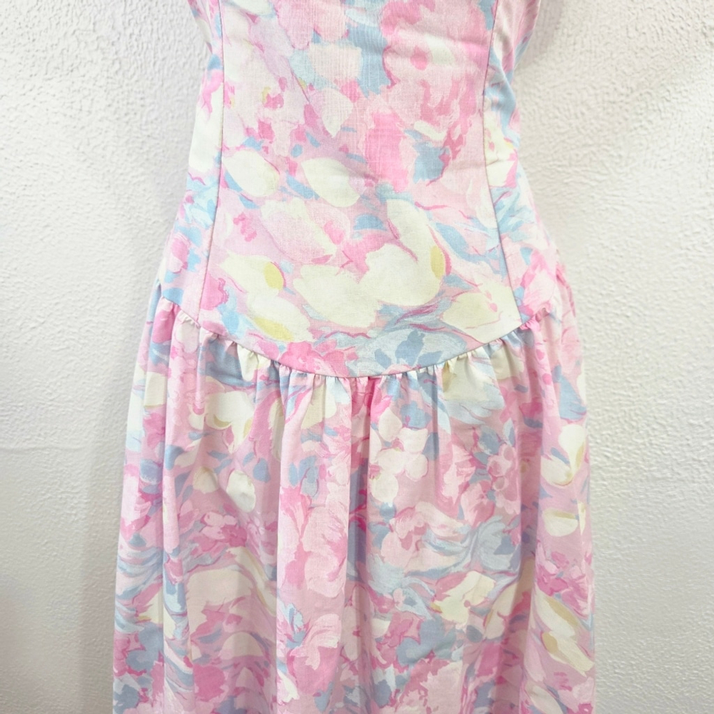 Vintage 80's Alfredo Angelo Dress Garden Party Floral Pastel Puff Sleeves 11/12 - Picture 5 of 9